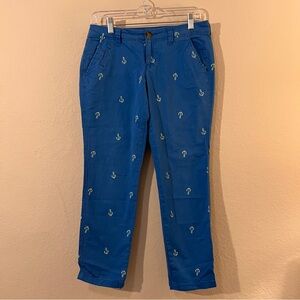 Old Navy Anchor Print Cropped Pants Superhero Blue Size 2 Regular Nautical Capri